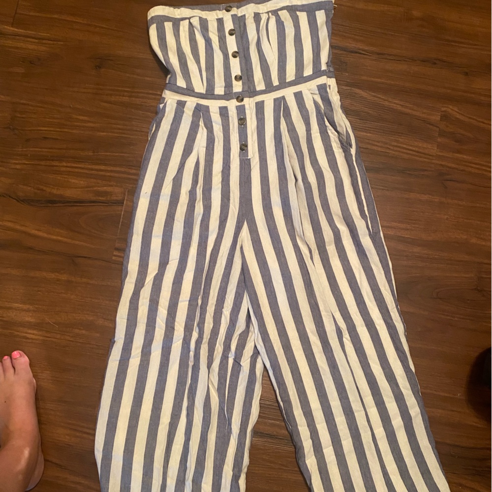 AE STRIPED WIDE LEG JUMSUIT